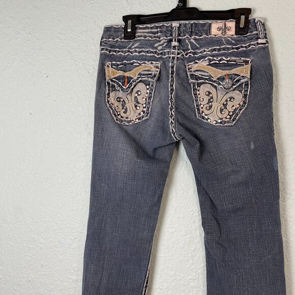 Laguna Beach Women’s Size 29 Bootcut Jeans Fleur-de-Lis Embroidered Rhinestone P - Picture 6 of 15